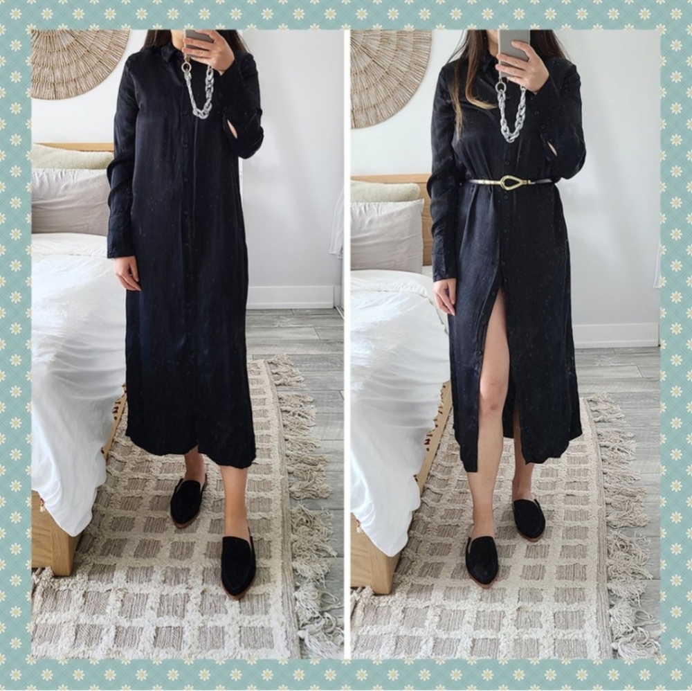 Primark Black Satin Shirt Dress